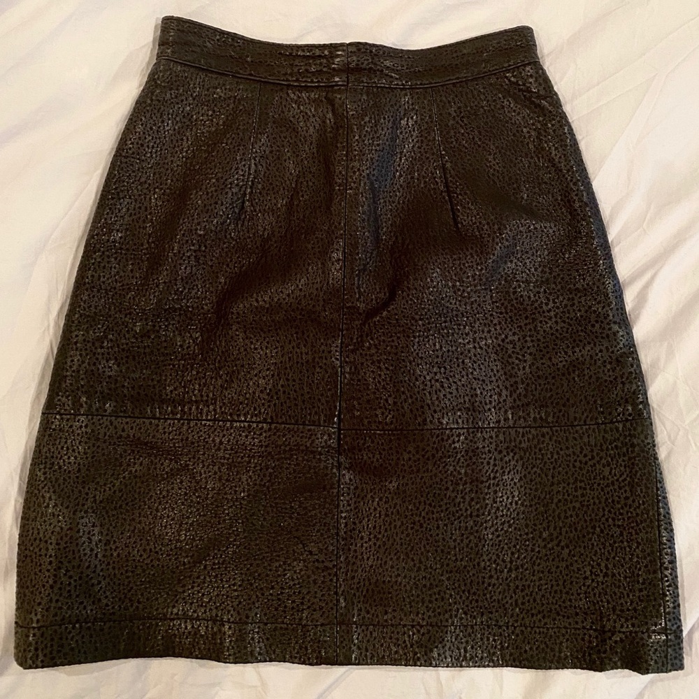 Vintage Black Genuine Leather Mini Skirt